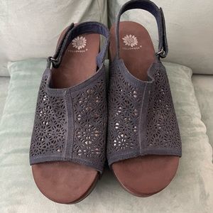 👡Yellow box Navy Blue Wedges👡